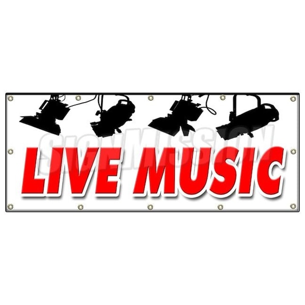 Signmission LIVE MUSIC BANNER SIGN band trio rock and roll swing no cover cocktails B-120 Live Music - main